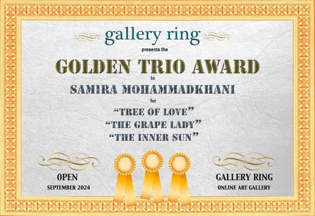 Gallery Ring Golden Trio Award for Tree of Love, The Grape Lady, and The Inner Sun