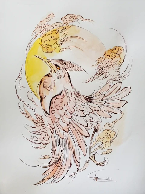 Skyborne Yellow Bird by Samira Mohammadkhani