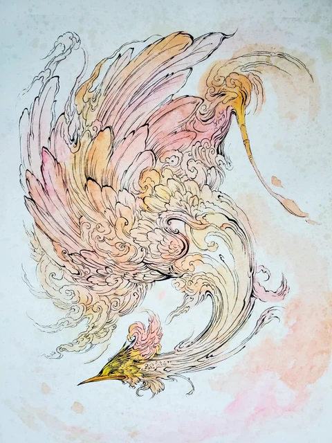 Skyborne Pink Bird by Samira Mohammadkhani