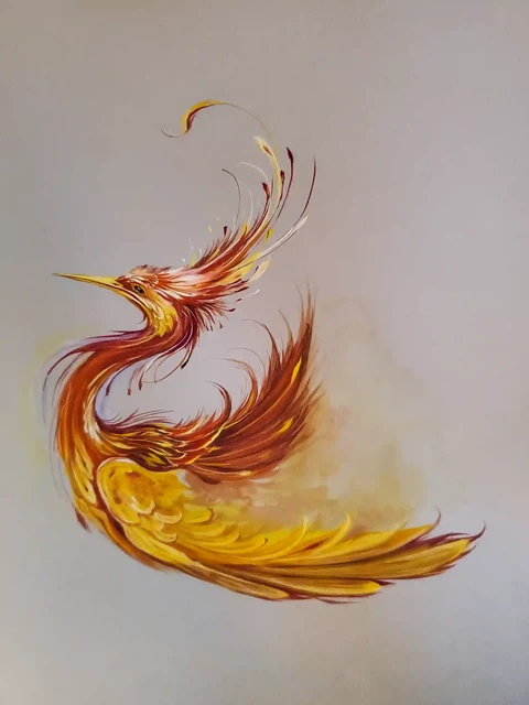 Skyborne Orange Bird by Samira Mohammadkhani